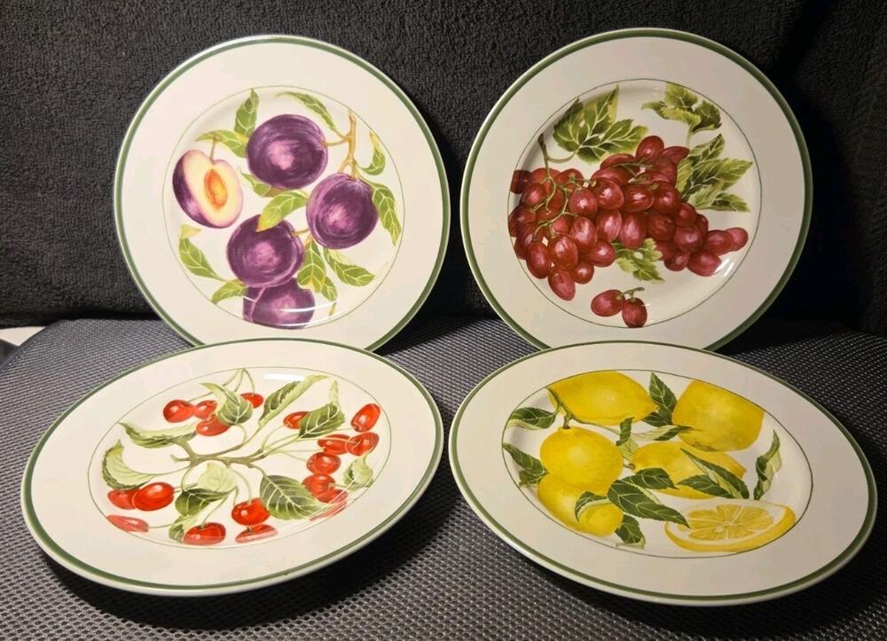 American Atelier "Harvest Fruit" porcelain salad or dessert plates 8 In Diameter